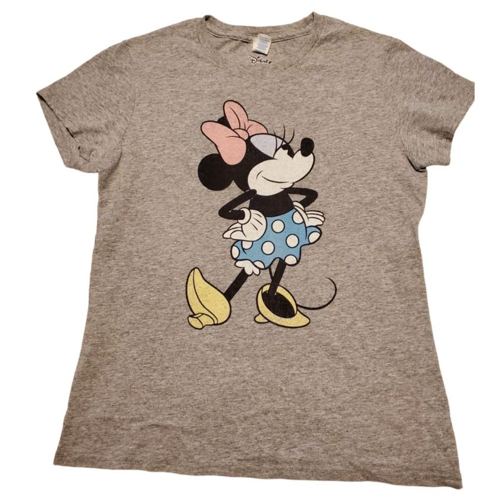 Disney Minnie Mouse Women’s Size Small Gray T-Shirt Pre-Owned Graphic Tee